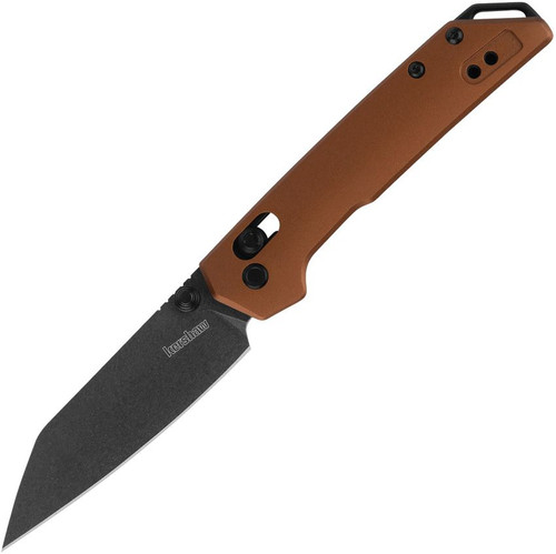 Kershaw Mini Iridium Duralock Folding Knife - 3" D2 BlackWashed Reverse Tanto Blade, Bronze Aluminum Handles, Reversible Clip