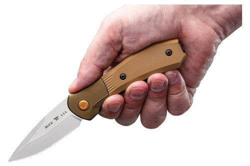 Buck 591 Paradigm Shift Auto Knife with Pocket Clip - 3" S35VN Drop Point Plain Blade, Brown G10 Handles with Rotating Bolster Lock Buck 591 Paradigm Shift Auto Knife with Pocket Clip - 3" S35VN Drop Point Plain Blade, Brown G10 Handles with Rotating Bolster Lock