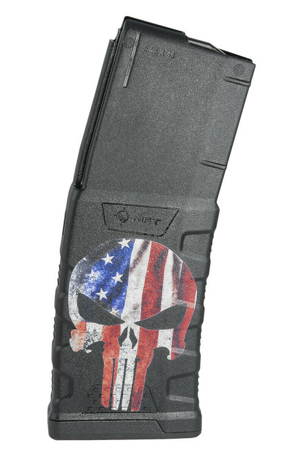 Mission First Tactical EXD Extreme Duty 5.56X45 30RD AR15 Magazine - Distressed American Punisher Skull Graphic