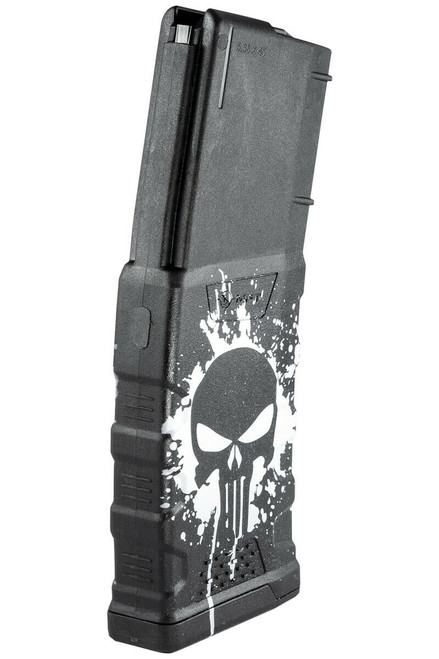 Mission First Tactical EXD Extreme Duty 5.56X45 30RD AR15 Magazine - Punisher Skull Splatter White Graphic Mission First Tactical EXD Extreme Duty 5.56X45 30RD AR15 Magazine - Punisher Skull Splatter White Graphic