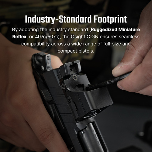 Osight C Green Dot Optic - 3 MOA Dot and 32 MOA Circle Multi-Reticle, RMR Footprint, Black