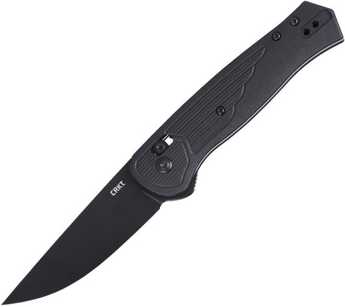 CRKT 7170K Richard Rogers Sero Crossbar Lock Flipper Knife - 3.02" S35VN Black Drop Point Blade, Black GRN Handles, Reversible Clip
