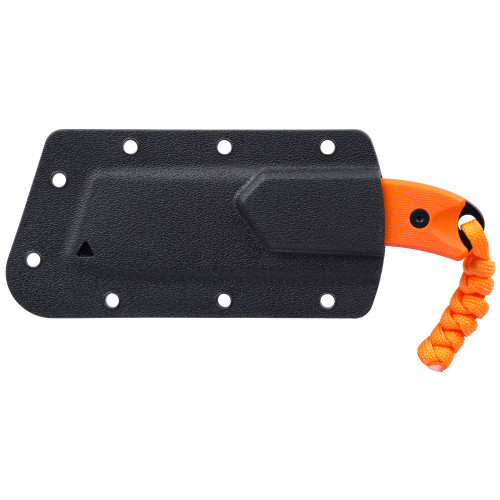 CRKT 4036ER Razel Compact Fixed Blade Knife - 2.32" D2 Black Oxide Chisel Blade, Orange G10 Handles, Thermoplastic Sheath