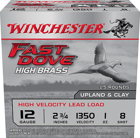 Winchester Ammo Fast Dove & Clay High Brass 12Gauge 2.75" 1oz 8 Shot 25 Per Box