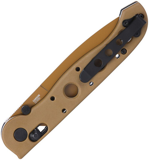 CRKT M16-03XD Carson Crossbar Lock Folding Knife - 3.57" D2 Desert Tan Spear Point Blade, Desert Tan Grivory Handles