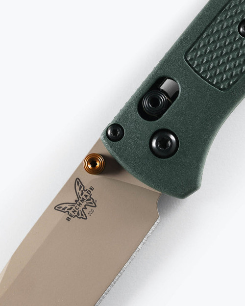 Benchmade Seasonal Bugout AXIS Folding Knife - 3.24" Elmax Tan Cerakote Drop Point Blade, Taiga Green Grivory Handles - 535TN-2601
