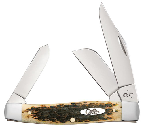 Case Cutlery Peach Seed Jig Amber Bone CS Large Stockman