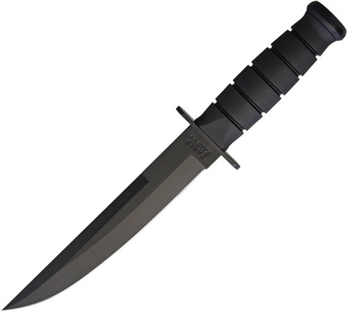 KA-BAR 1266 Modified Tanto Fixed Blade Knife - 8" Black 1095 Cro-Van Blade, Black Kraton G Handles, Black GFN Sheath