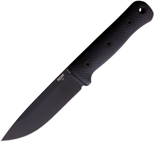 Reiff Knives F5 GEN2 Field Survival Fixed Blade Knife - 5" CPM-MagnaCut Black DLV Drop Point Blade, Black G10 Handles, Ambidextrous Universal Kydex Sheath - F511BBLGBLKA