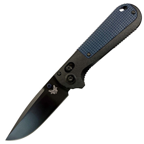 Benchmade Redoubt AXIS Folding Knife - 3.55" CPM-D2 Blue Drop Point Blade, Black Grivory Handles with Crater Blue Backstrap - 430BK-LE1