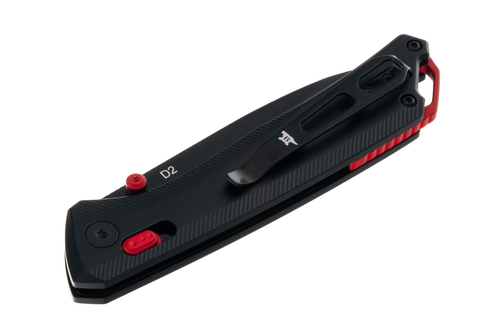 Buck 700 Nomad Crossbar Lock Folding Knife - 3.25" D2 Black Drop Point Blade, Black Anodized Aluminum Handles, Red Accents - 14420