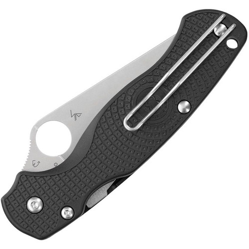 Spyderco Paramilitary 2 Lightweight Folding Knife - 3.47" CTS-BD1N Satin Serrated Blade, Black FRN Handles, Reversible Wire Clip, Compression Lock - SC81SBK2