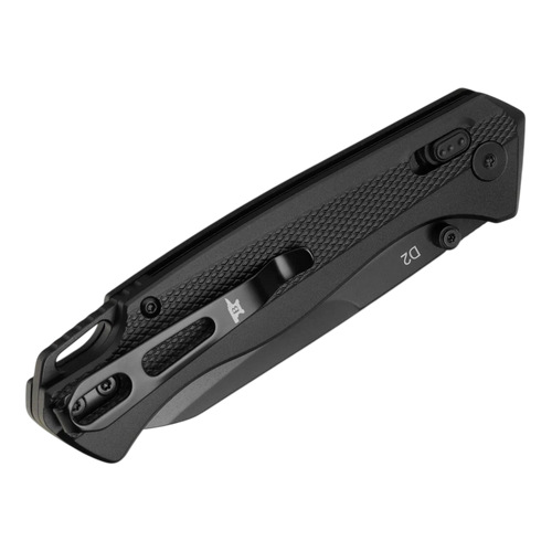 Buck 698 Ferrox Crossbar Lock Folding Knife - 3.375" D2 Black Reverse Tanto Blade, Black Anodized Aluminum Handles - 14408