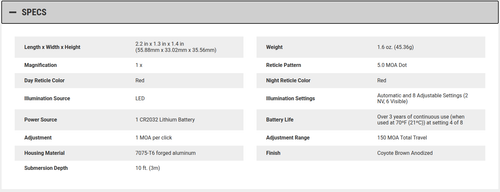 Trijicon SRO 5 MOA Red Dot Sight - LED Adjustable Reflex Sight with a Larger Viewing Window, 5 MOA Red Dot Reticle, Coyote Brown