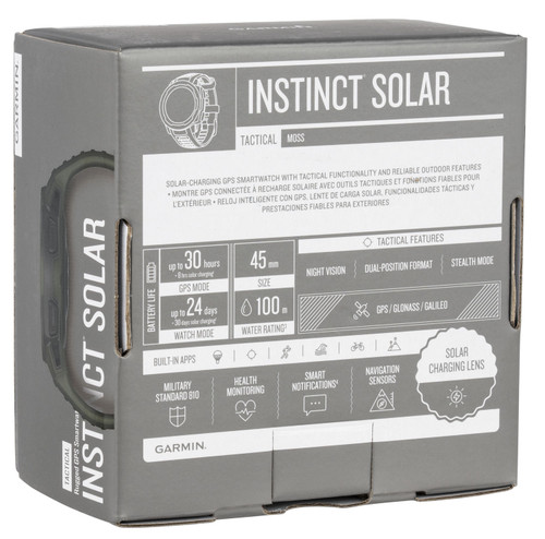Garmin 0100229314 Instinct Solar Tactical Watch Moss Solar iPhone/Android Bluetooth/ANT+ Garmin 0100229314 Instinct Solar Tactical Watch Moss Solar iPhone/Android Bluetooth/ANT+