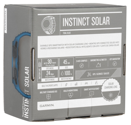 Garmin 0100229311 Instinct Solar Watch Tidal Blue Solar iPhone/Android Bluetooth/ANT+ Garmin 0100229311 Instinct Solar Watch Tidal Blue Solar iPhone/Android Bluetooth/ANT+