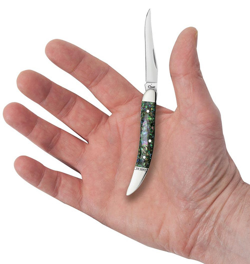 Case XX Limited Edition Small Texas Toothpick Pocket Knife - Genuine Abalone Handle - Tru-Sharp Steel (12002)