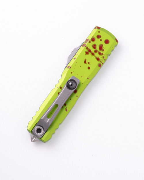 Microtech 12324-10Z UTX-85 Zombie Tech OTF Knife - 3.125" Bohler M390MK Stonewash Double Edge Dagger Blade, Zombie Tech Handles