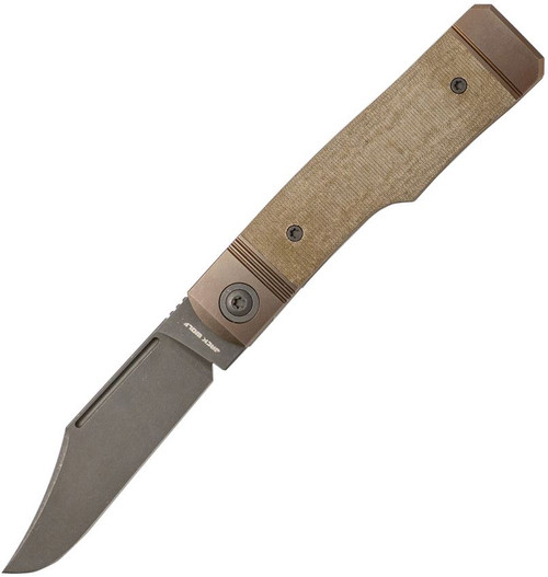Jack Wolf Knives JW54380 Gunslinger Jack - 3.23" CPM-S90V Clip Point Blade, Green Linen Micarta Handles