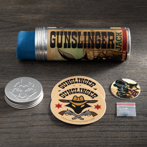 Jack Wolf Knives JW54380 Gunslinger Jack - 3.23" CPM-S90V Clip Point Blade, Green Linen Micarta Handles