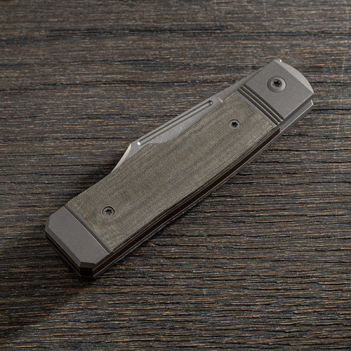 Jack Wolf Knives JW54380 Gunslinger Jack - 3.23" CPM-S90V Clip Point Blade, Green Linen Micarta Handles