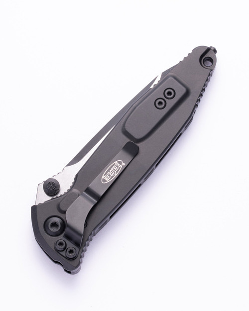 Microtech 161-2T Socom Elite Tactical Manual Folding Knife - 4.05" Black Tanto Combo Blade, Black Aluminum Handles, Liner Lock