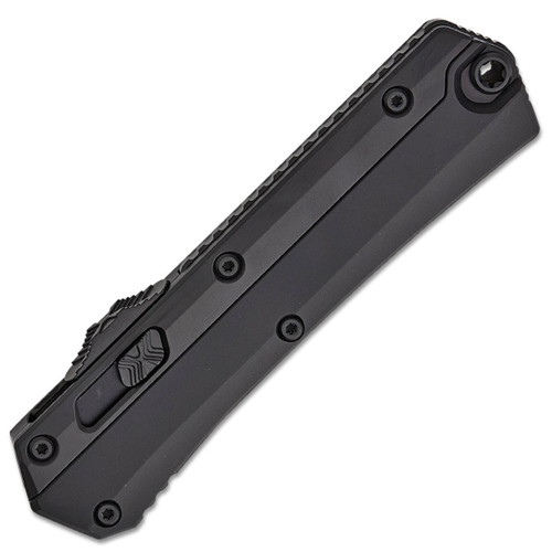 Microtech 185-1T Glykon Tactical AUTO OTF Knife 3.75" Black Tanto Plain Blade, Black Aluminum Handles with Titanium Overlays, Nickel Boron Internals