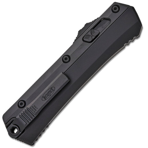 Microtech 185-1T Glykon Tactical AUTO OTF Knife 3.75" Black Tanto Plain Blade, Black Aluminum Handles with Titanium Overlays, Nickel Boron Internals