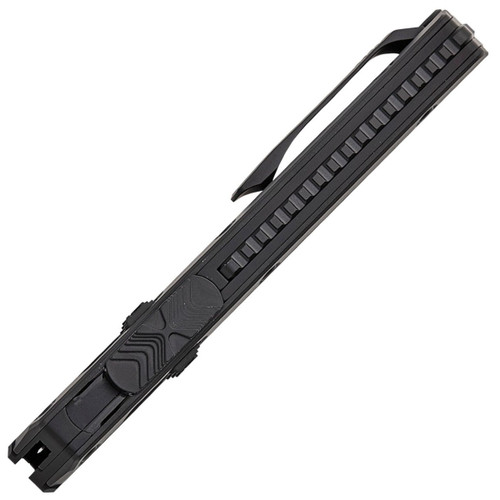 Microtech 185-1T Glykon Tactical AUTO OTF Knife 3.75" Black Tanto Plain Blade, Black Aluminum Handles with Titanium Overlays, Nickel Boron Internals