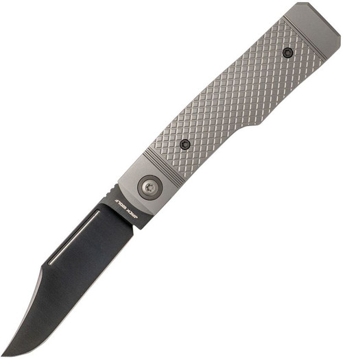Jack Wolf Knives JW54381 Titanium Gunslinger Jack - 3.23" CPM-S90V Clip Point Blade, Cross Hatch Titanium Handles
