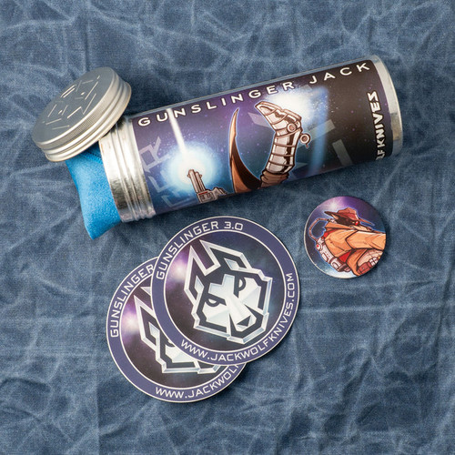 Jack Wolf Knives JW54379 Ebony Wood Gunslinger Jack - 3.23" CPM-S90V Clip Point Blade, Ebony Wood Titanium Handles