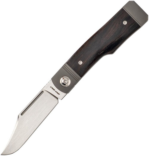 Jack Wolf Knives JW54379 Ebony Wood Gunslinger Jack - 3.23" CPM-S90V Clip Point Blade, Ebony Wood Titanium Handles