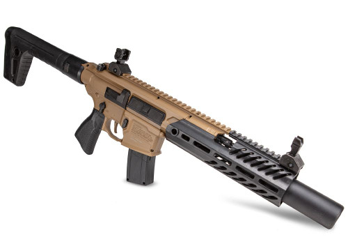 Sig Sauer MCX CANEBRAKE AIR Rifle (Pellet) - 177PEL, 600 Feet Per Second, 4" Barrel, Flip Up Sights, Black/Flat Dark Earth, 30Rd Sig Sauer MCX CANEBRAKE AIR Rifle (Pellet) - 177PEL, 600 Feet Per Second, 4" Barrel, Flip Up Sights, Black/Flat Dark Earth, 30Rd