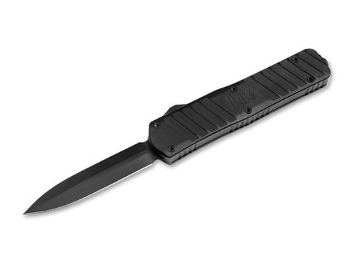 Heckler & Koch SP02 Tactical OTF Auto Knife - 3.15" D2 Black Double Edge Dagger Blade, Black Aluminum Handles