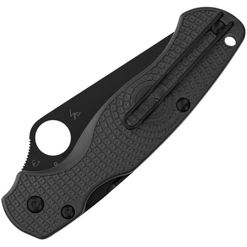 Spyderco Para Military 2 Lightweight Folding Knife - 3.47" CTS-BD1N Black Plain Blade, Black FRN Handles, Reversible Wire Clip, Compression Lock - C81PBBK2