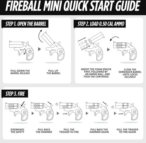 Guard Dog Fireball Mini Pepper Launcher PG-GDFBM-BK - .50 Caliber Compact Derringer-Style CO2 Powered Pepperball Gun, 50 Ft Range, Dual Ammo Chamber, Black, Non-Lethal Self Defense