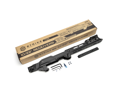 Strike Industries Modular Chassis SI-SMC-1022-KIT-BK | Ruger 10/22 Aluminum Chassis with ARCA & M-LOK, Ambidextrous Thumb Rests, Flared Magwell