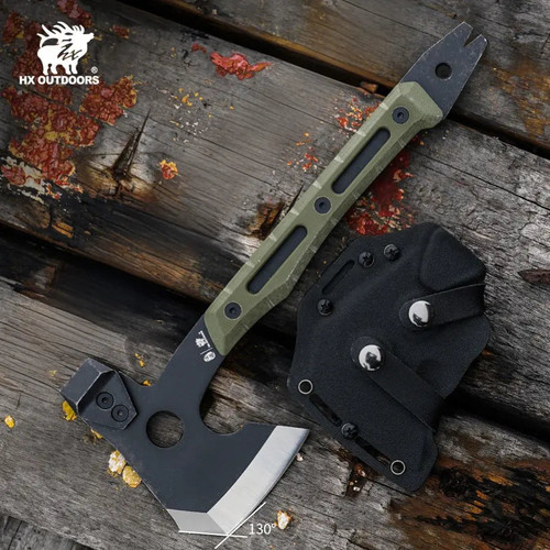 HX Outdoors FT-16A Ironside Hatchet | 16 Inch Stainless Steel Camp Axe with Fiberglass Handle & Protective Sheath