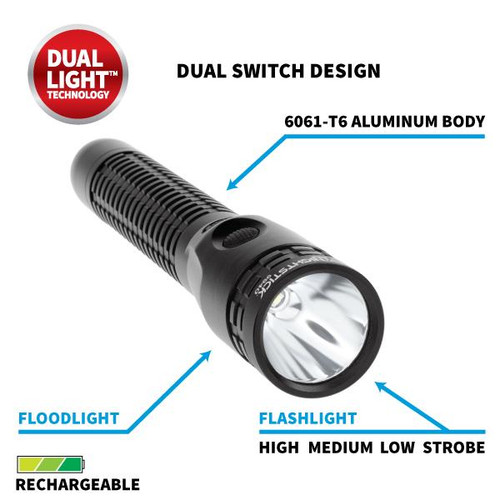 Nightstick NSR-9944XL Rechargeable Duty Flashlight - 650 Lumens, 304 Meters Range, Black