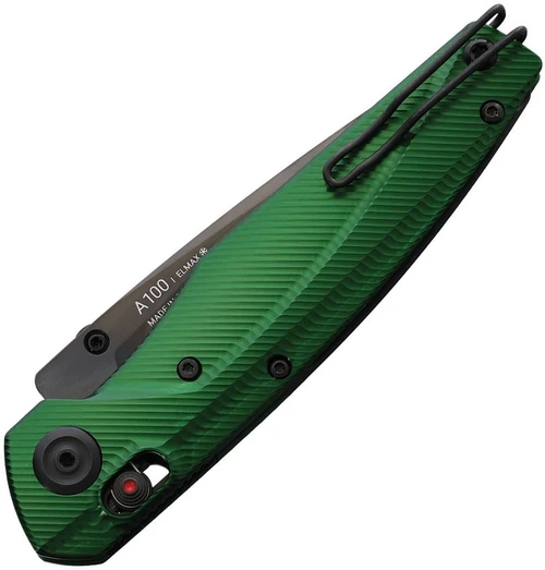 Acta Non Verba A100 Alock Green Aluminum Knife - Elmax DLC - ANVA100-033