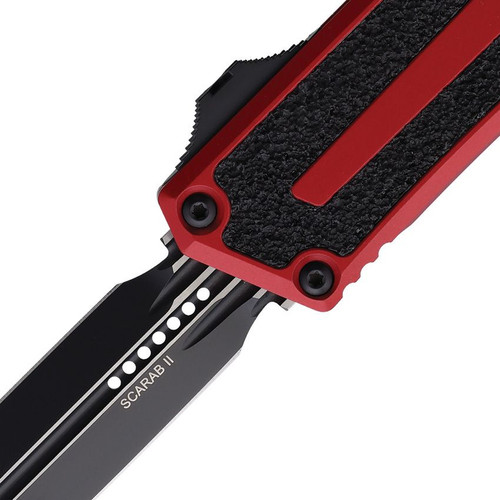 Microtech Scarab II Gen III DE OTF Knife Red Handle Black Blade 1180-1RD