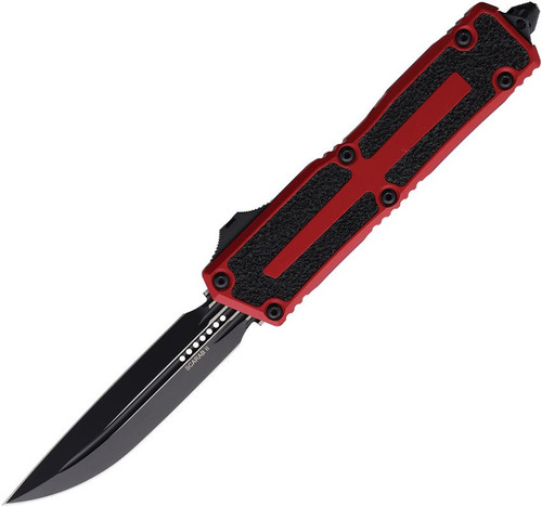 Microtech Scarab II Gen III DE OTF Knife Red Handle Black Blade 1180-1RD