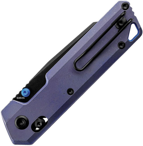 Vosteed Parallel Folding Knife - 2.9" S35VN Black Stonewashed Reverse Tanto Blade, Purple Titanium Handles, Crossbar Lock - A3518