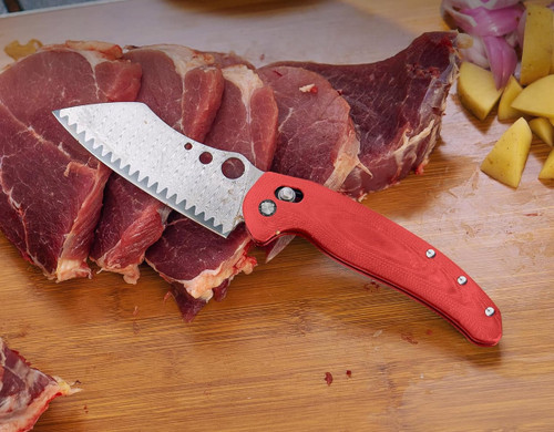 Oknife Sentry R1 Folding Kitchen Knife Damascus Red G10 - SENTRYR1-RD