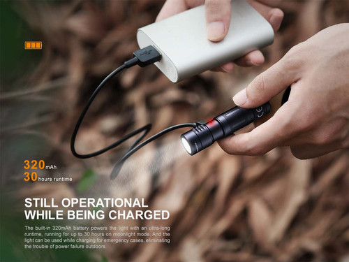 Fenix E05R Rechargeable Keychain Flashlight 400 Lumens Matte Black - FX-E05R-BLACK