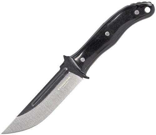 Condor Tool & Knife Skadi Fixed Blade Knife 4.74" 1075 High Carbon Steel Drop Point Black Paper Micarta Handle - CTK1345-4.7HC