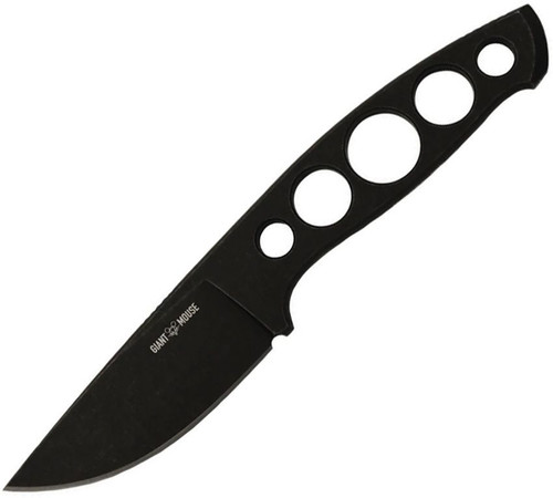 GiantMouse GMF5 Fixed Blade Knife 3.2" Bohler N690 Steel Black PVD Skeletonized Steel Handle Black - 13372