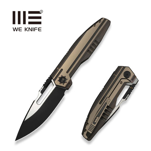 WE Knife Co. Reveille 3.83" Bohler M390 Two-Tone Drop Point Blade Bronze Machined Titanium Handle - WE23057-1