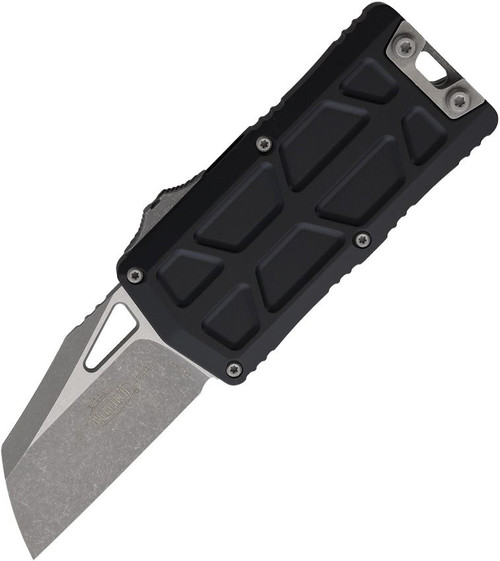 Microtech Exocet II OTF 2.375" M390MK Apocalyptic Wharncliffe Blade Black Aluminum Handle Money Clip - 1156-10AP
