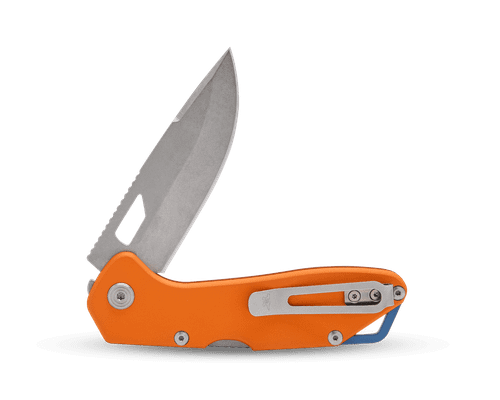 Buck Knives 0724ORS-B Mustang 3.25" 420HC Stonewash Drop Point Blade Orange Anodized Aluminum Handle - 14398